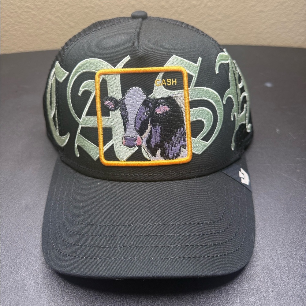 Goorin Bros. Cash Cow Trucker Hat – Black Gothic Script – NWT